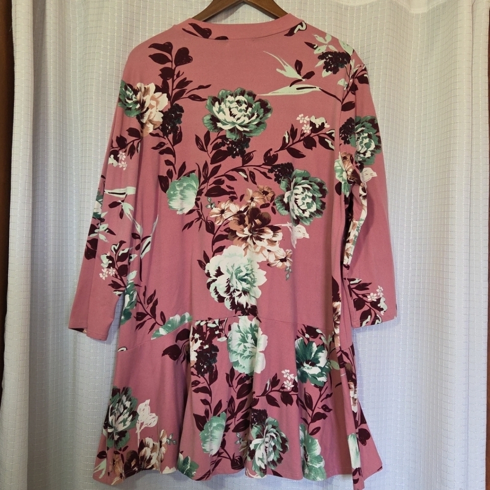 Reborn J The Plus Tunic Top Blouse Pink Floral 2X - Picture 3 of 7
